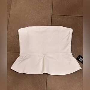 NWT Medium Express White Strapless Peplum Top